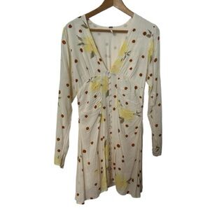 Free People Date Night Mini Dress Floral & Polka Dot Size Small